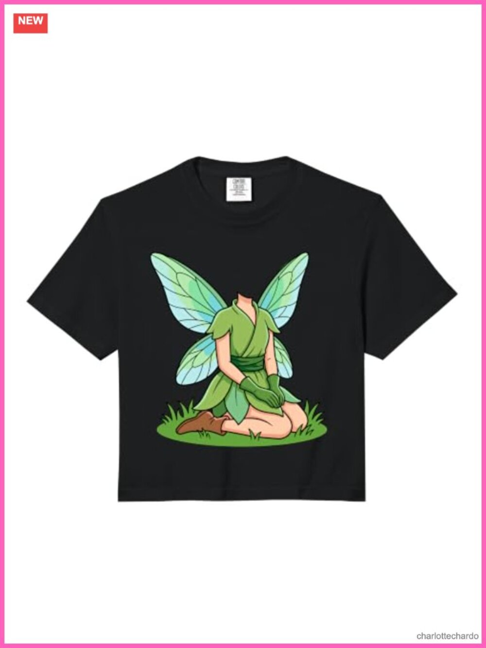 Comfort Colors Crop Top Fairy Wings Graphic Boxy Fit Cotton Tee